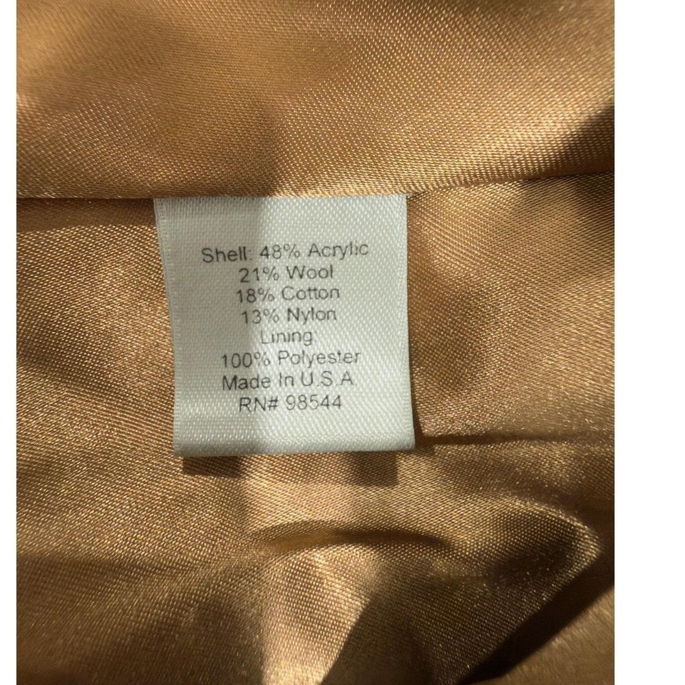 Anthropologie -Beth Bowley Vintage Bronze Metallic Wool Jacket Portrait Collar 8 - Picture 5 of 9